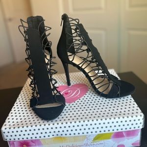 Open Toed Black Heels